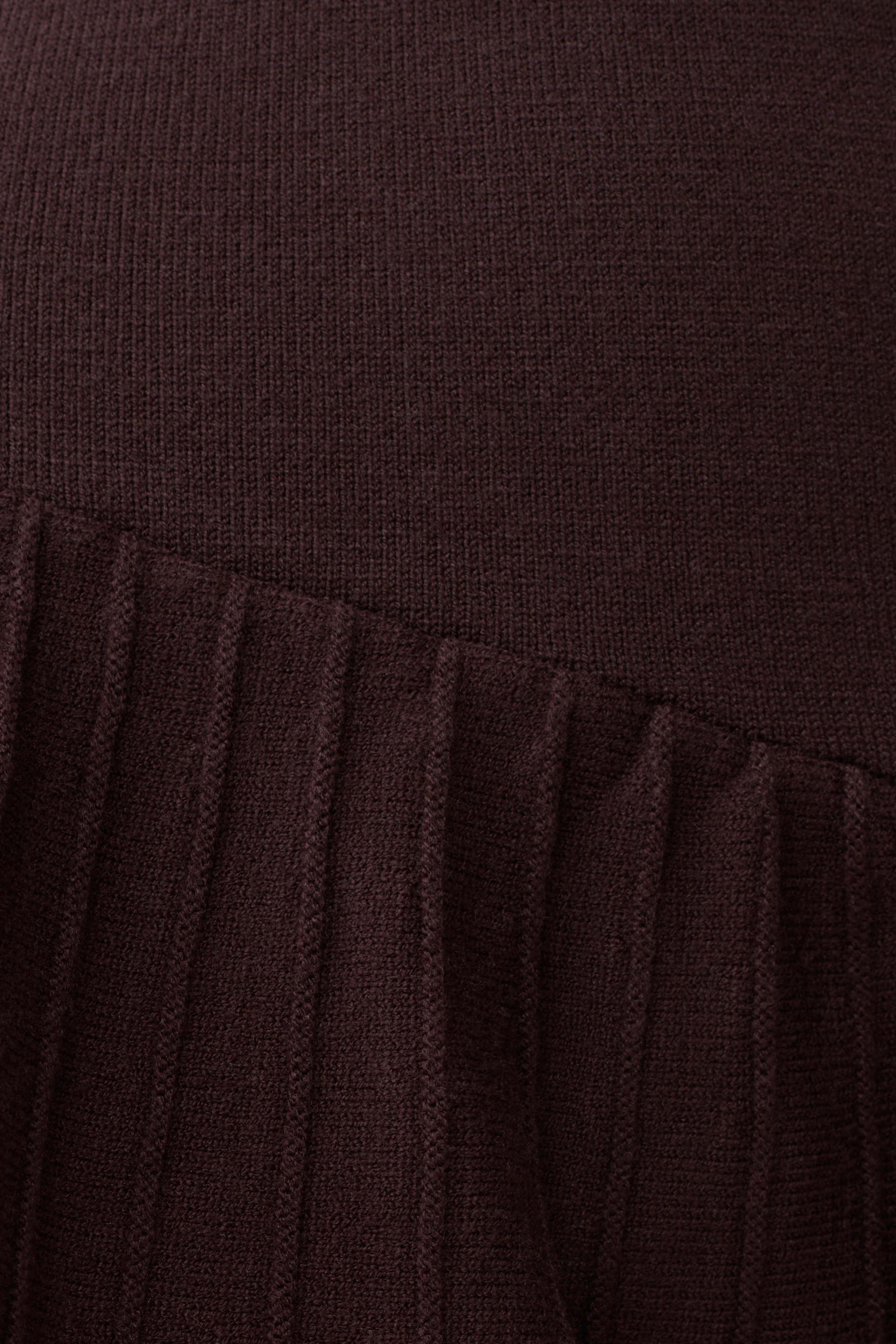Blair Knit Mini Dress With Pleats - Chocolate | MESHKI US