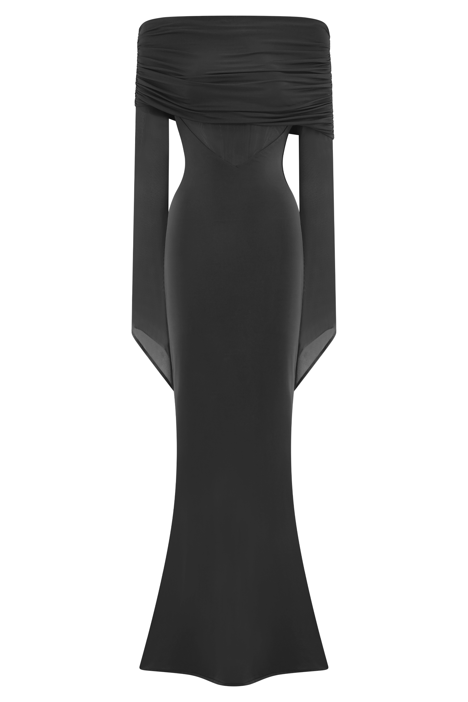 long mesh one shoulder illusion dress Kaitlin Slinky And Maxi / Black | MESHKI Asymmetric mid color-code:ETF Set Option:all clothes Petra Mini Dress -