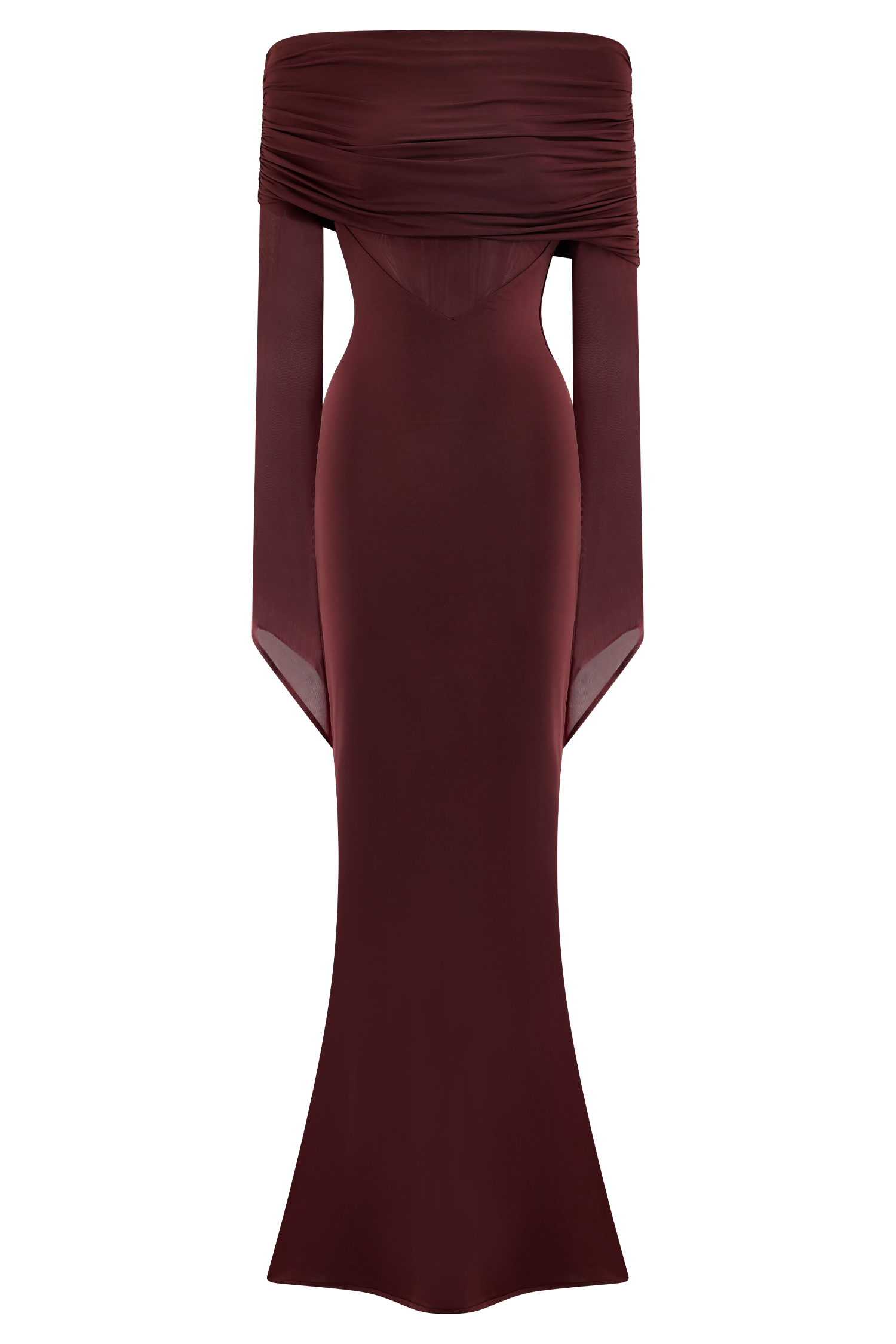 Kaitlin One Shoulder Slinky And Mesh Maxi Dress