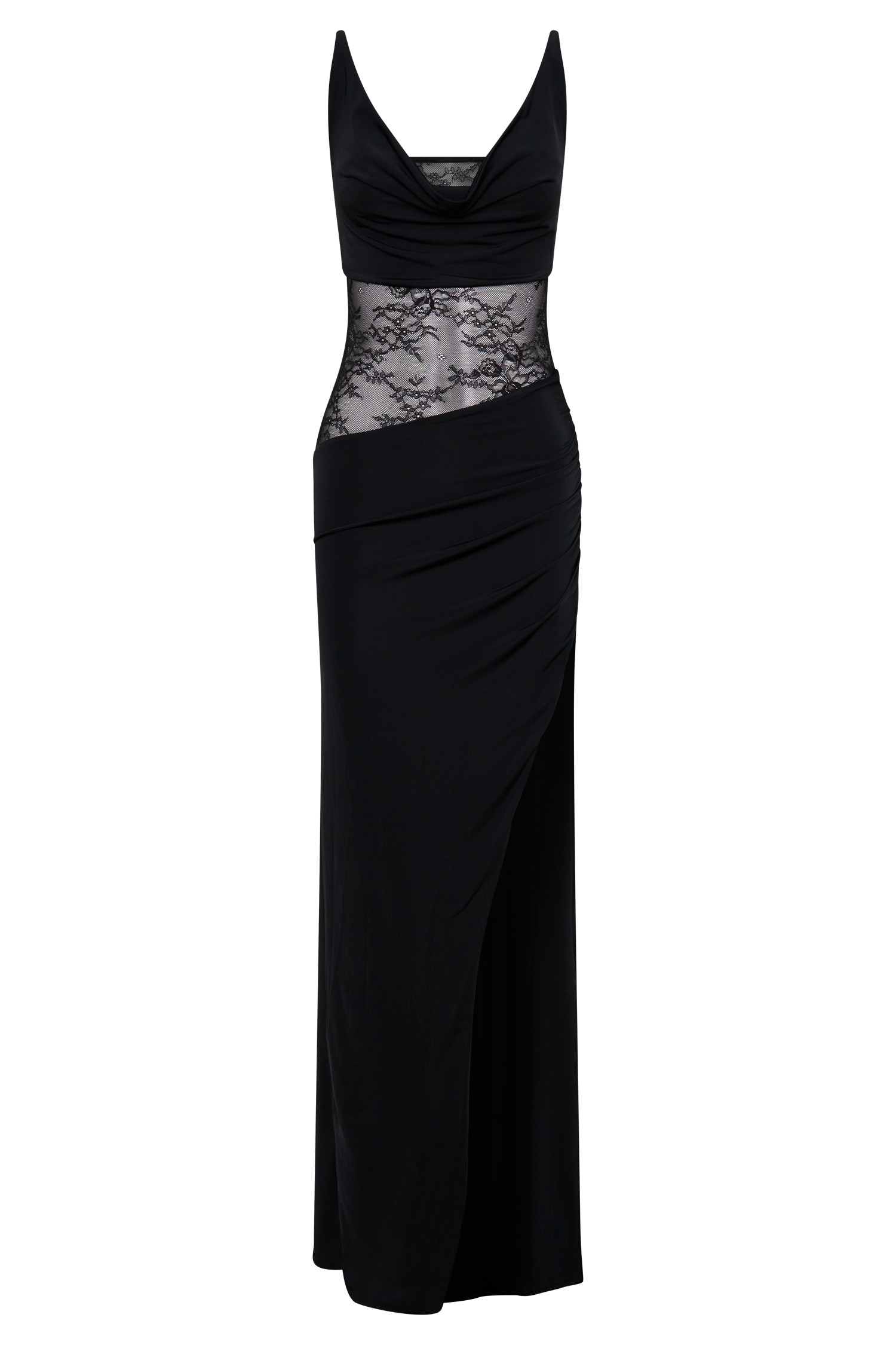 black slinky formal dress Plunge Halterneck Knot Front Maxi Dress In Black Slinky | EGO US