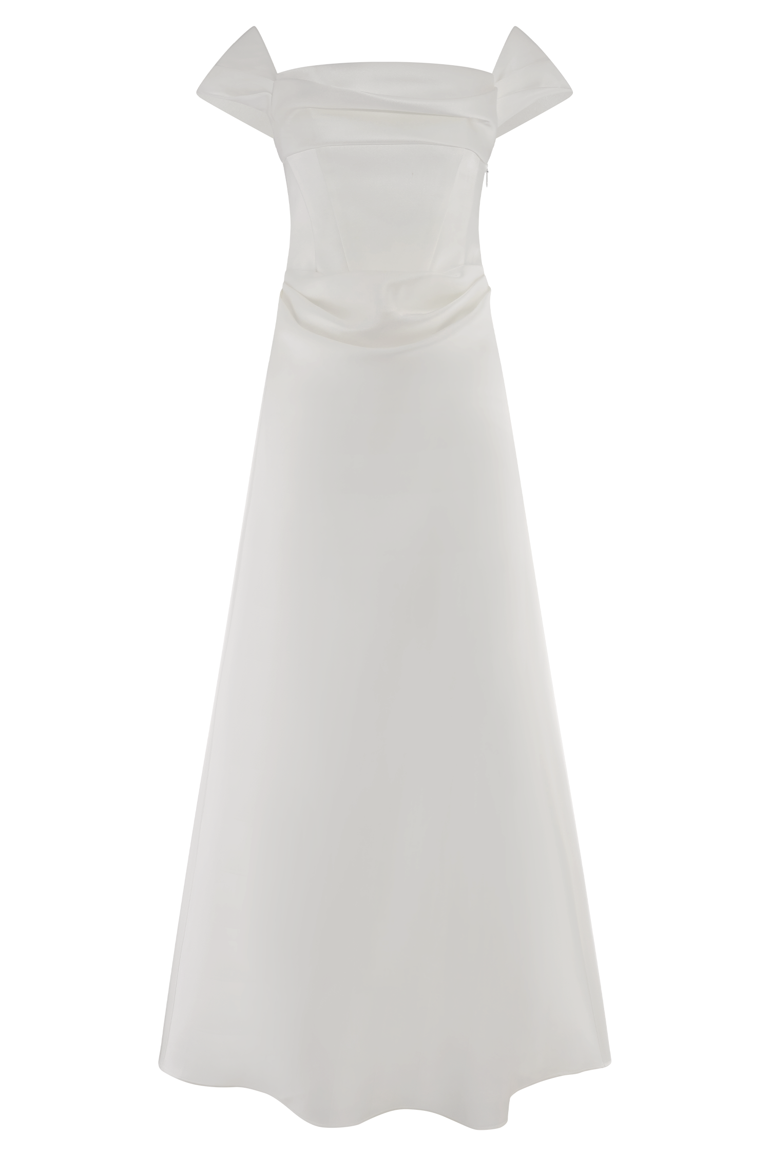 Luna Satin Off Shoulder Gown - White | MESHKI US Luna Satin Off Shoulder Gown - White | MESHKI US