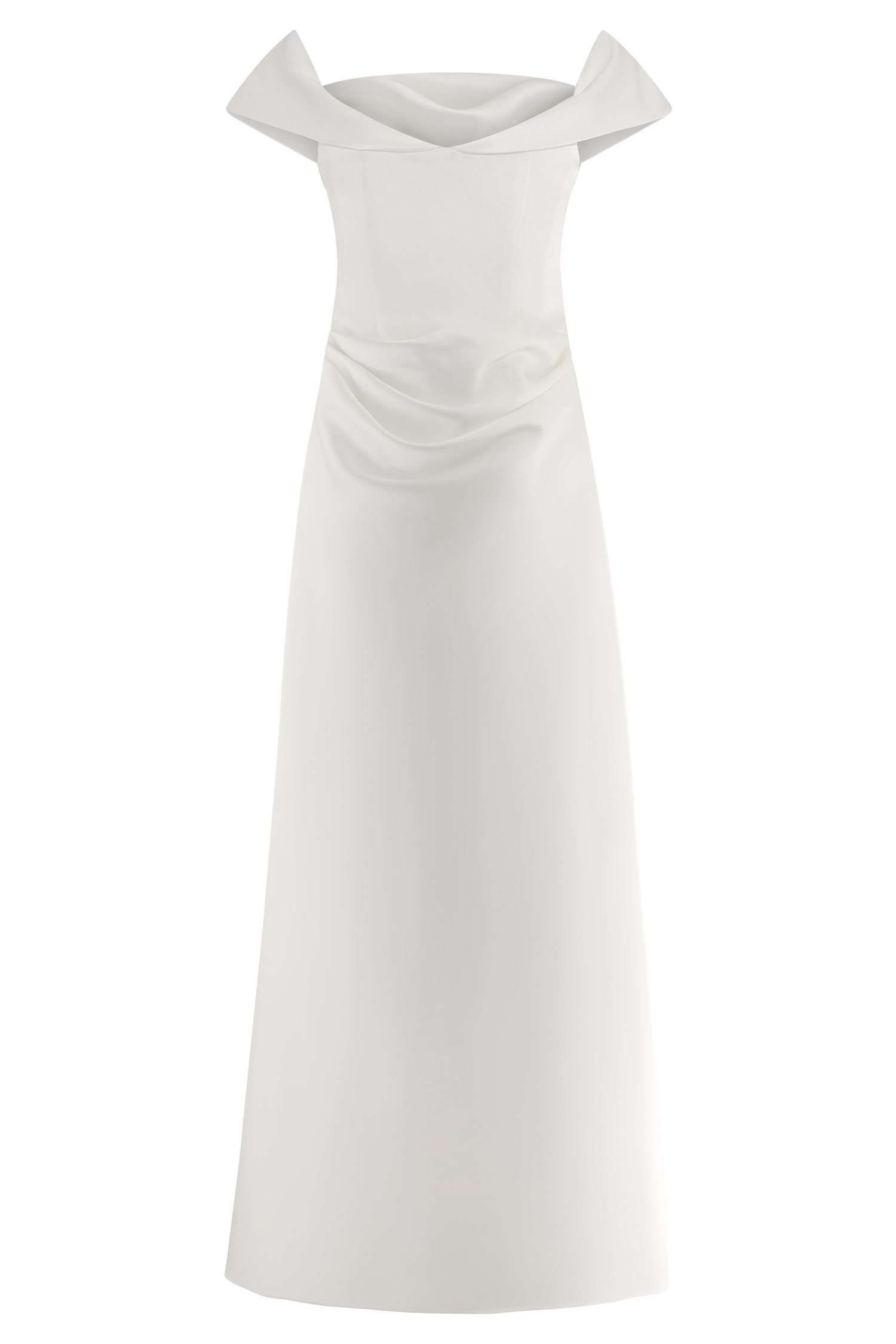 Luna Satin Off Shoulder Gown - White | MESHKI US Luna Satin Off Shoulder Gown - White | MESHKI US