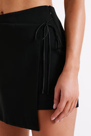 Vera Tie Suiting Mini Skirt - Black