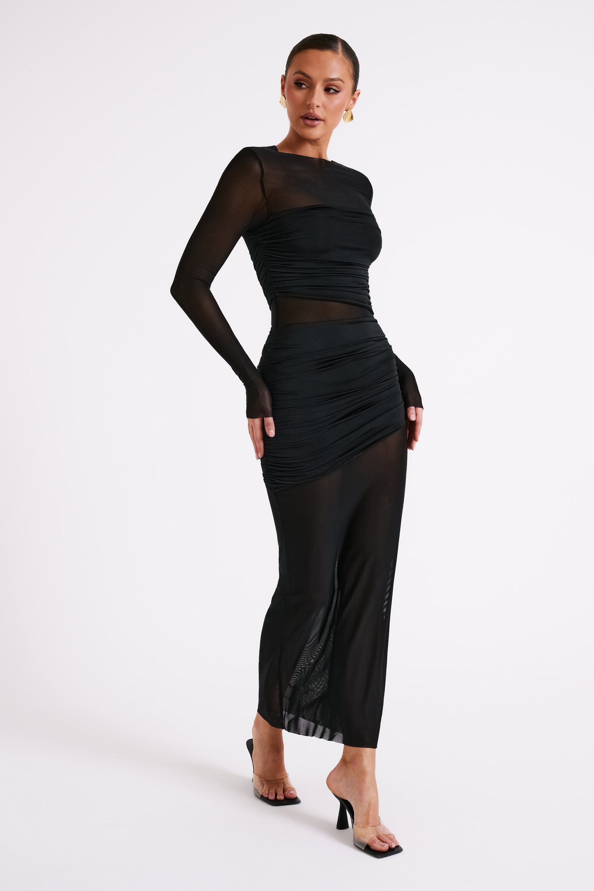 Kate Mesh And Nylon Maxi Dress - Black #4