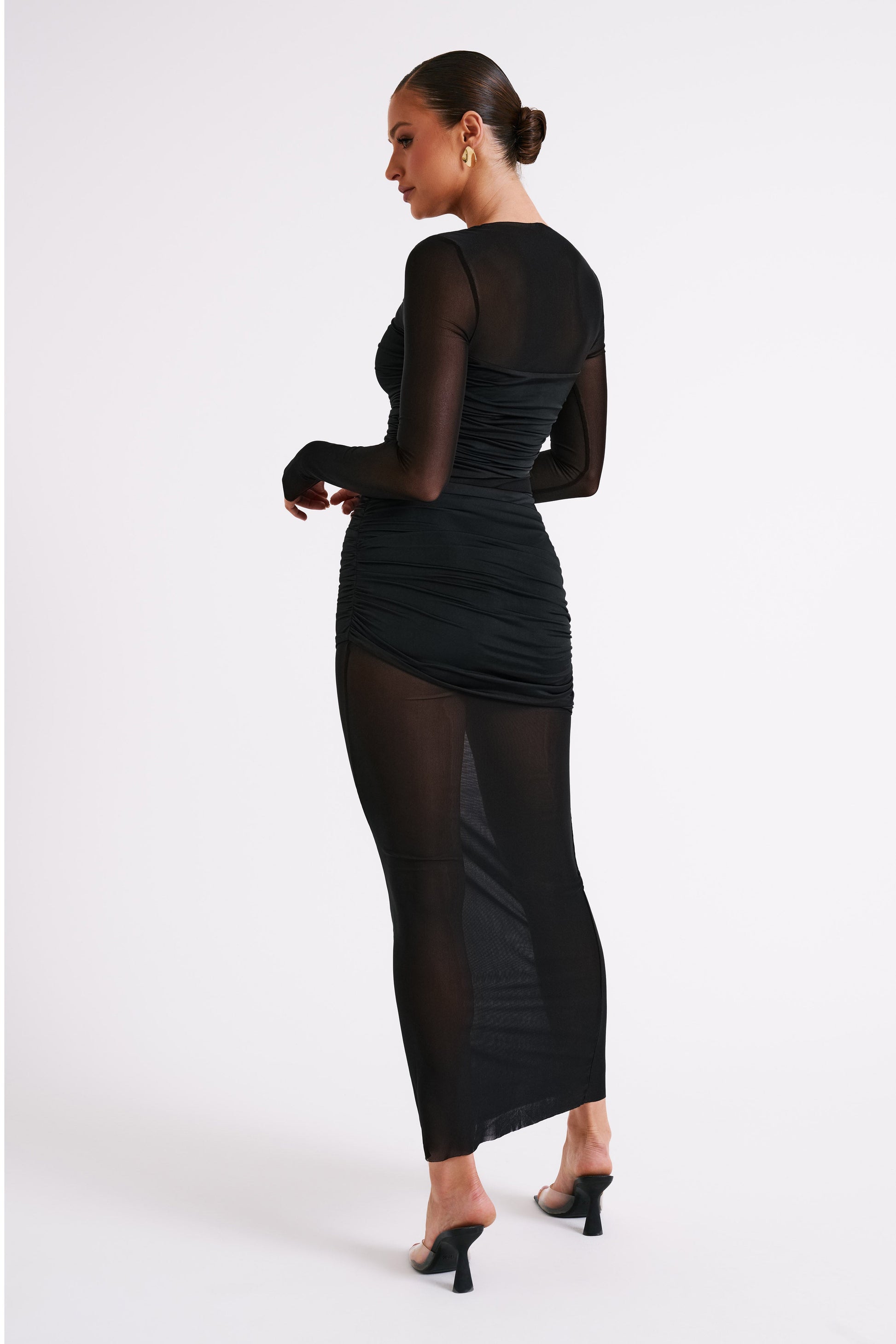 Kate Mesh And Nylon Maxi Dress - Black #3