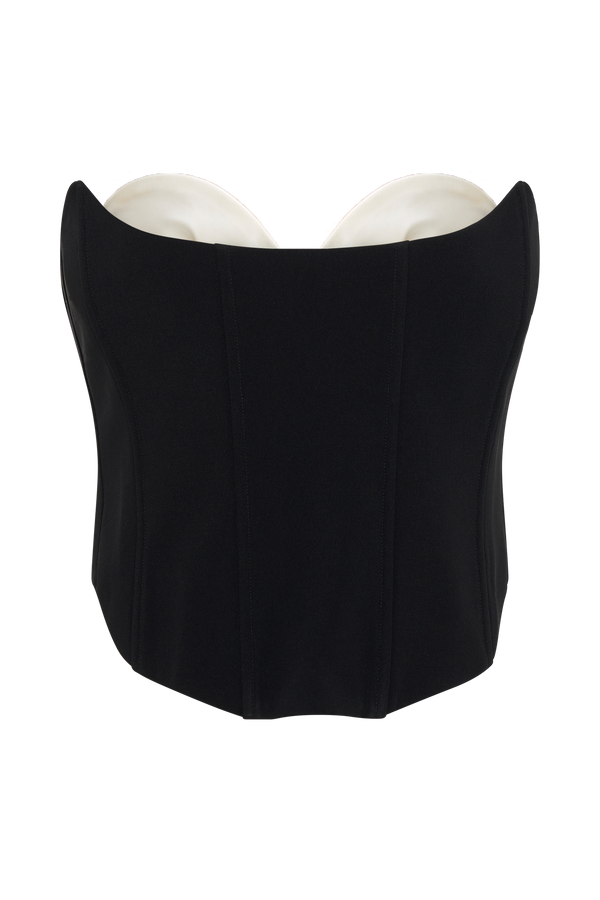 Oceane Contrast Suiting Strapless Corset - Black