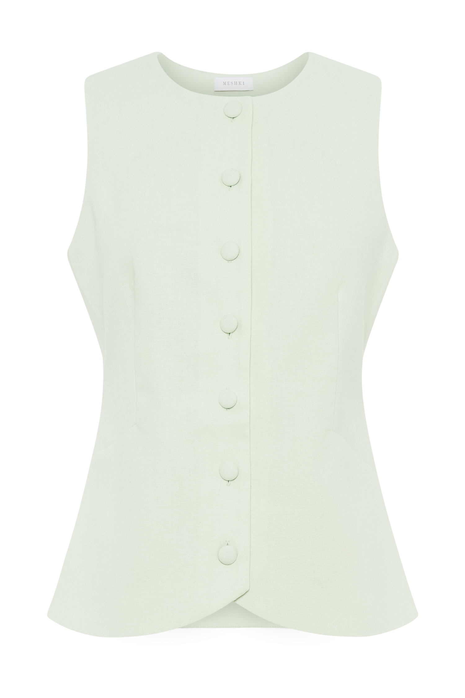 Laurence Sleeveless Linen Longline Top - Mint #11