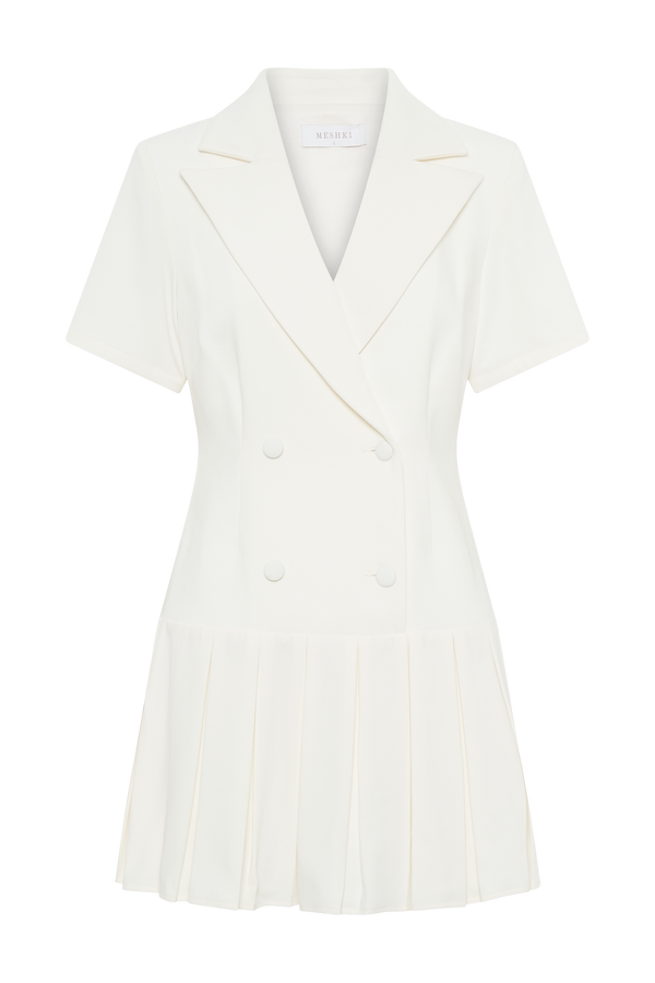Quentin Suiting Pleated Mini Dress - Ivory