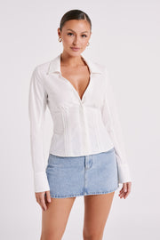 Parisa Pleated Shirt - White