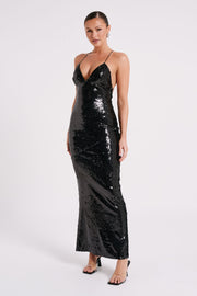 Gracie Sequin Maxi Dress - Black