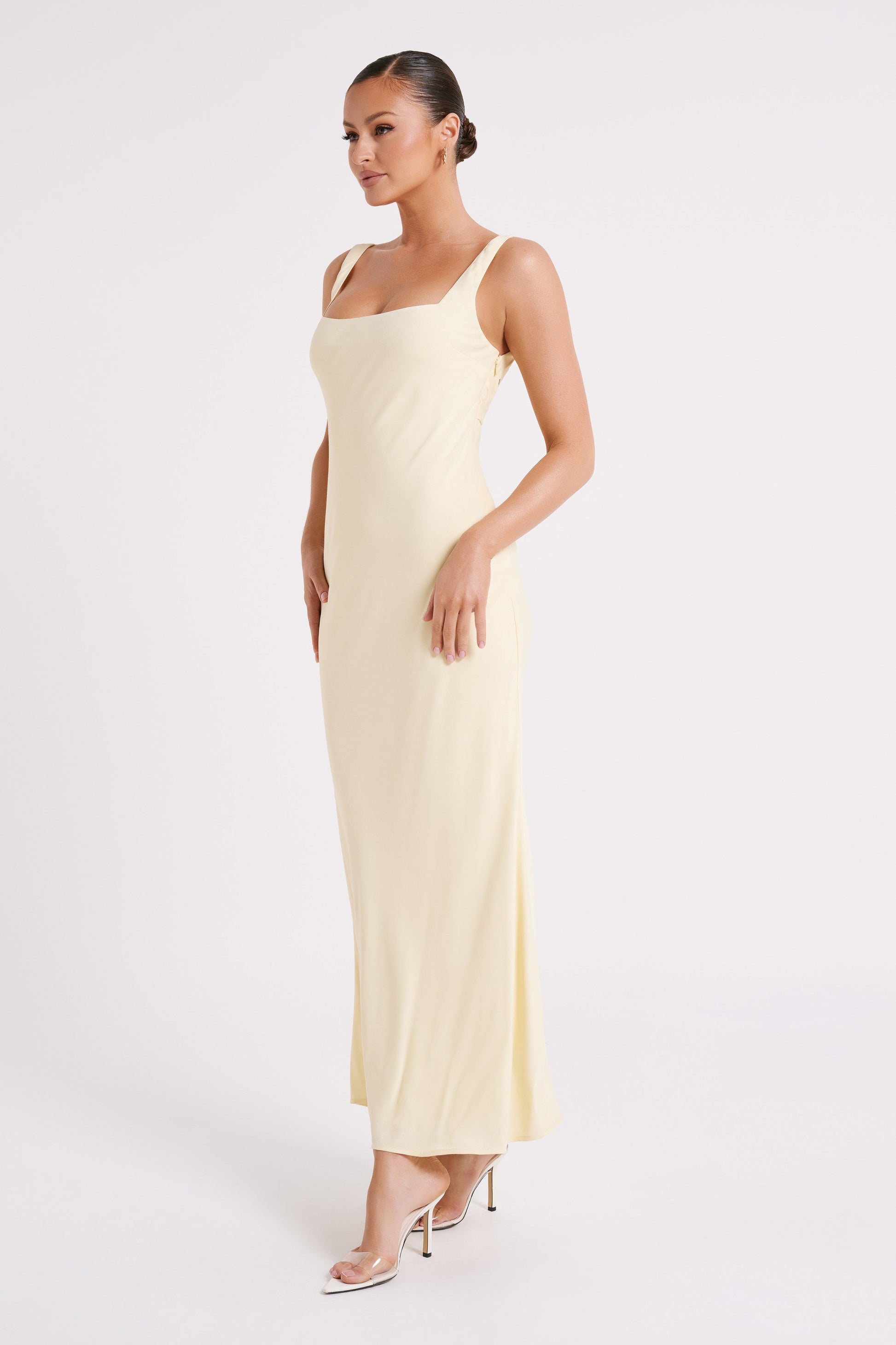 Ensley Satin Maxi Dress - Light Yellow Ensley Satin Maxi Dress - Light Yellow