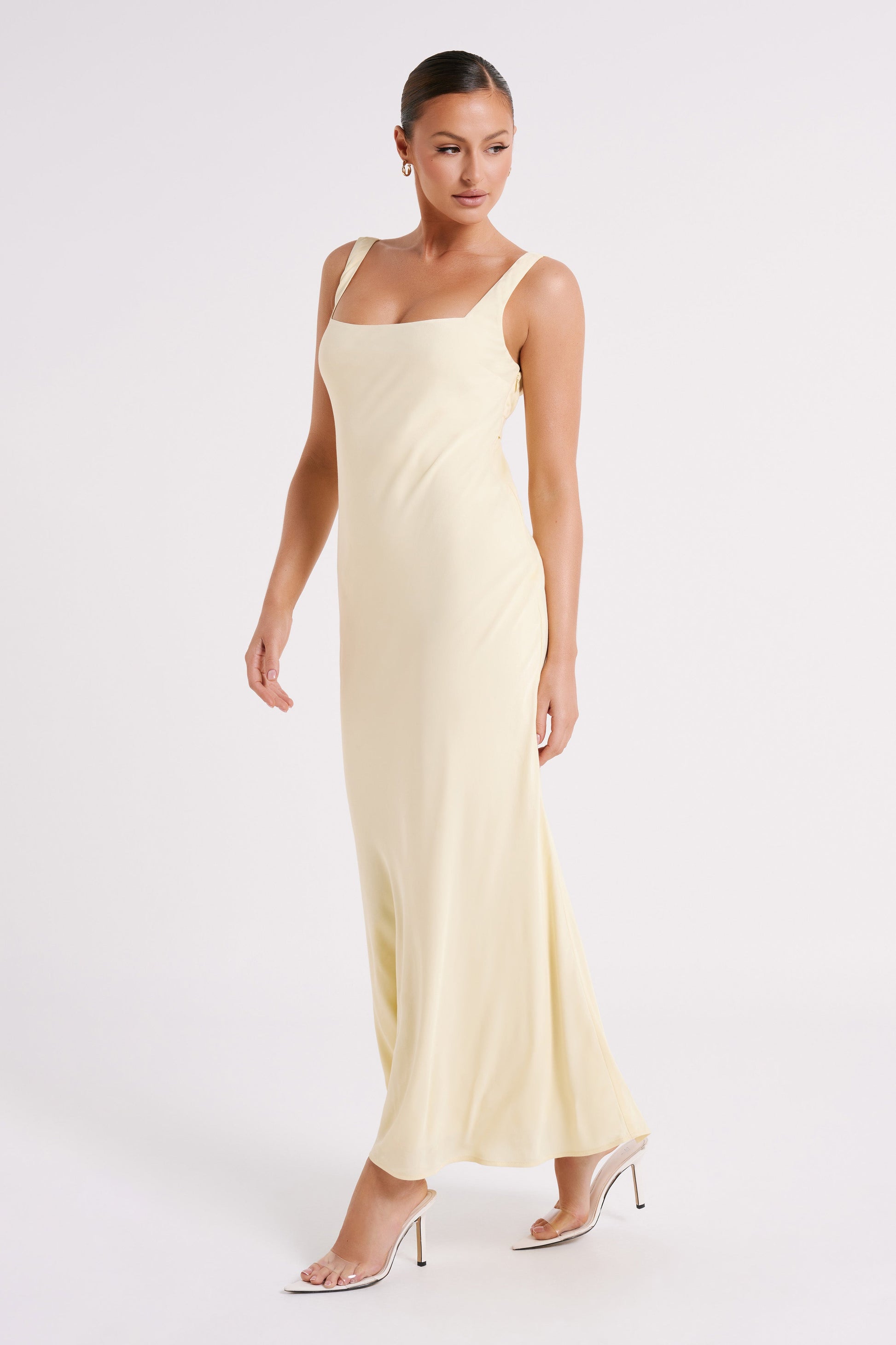 Ensley Satin Maxi Dress - Light Yellow Ensley Satin Maxi Dress - Light Yellow