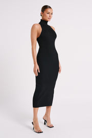 Connie Turtleneck Knit Midi Dress - Black