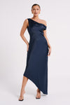 Yvette Slip Maxi Dress With Asymmetrical Hem - Black