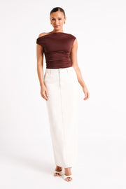Alayna Recycled Nylon Ruched Top - Chocolate