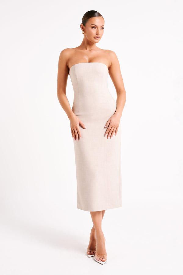 Sable Textured Midi Dress - Natural