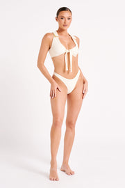Clarita Recycled Tie Up Bikini Top - Ivory
