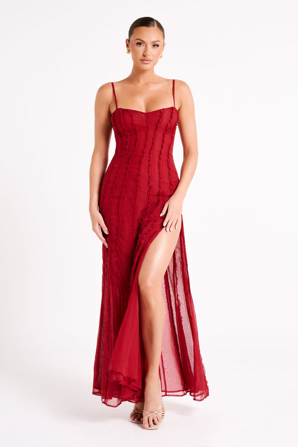 Jacinta Chiffon Maxi Dress - Vermilion Red