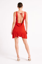 Floriana Ruffle Mini Dress - Vermilion Red