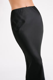 Violeta Satin Maxi Skirt - Black