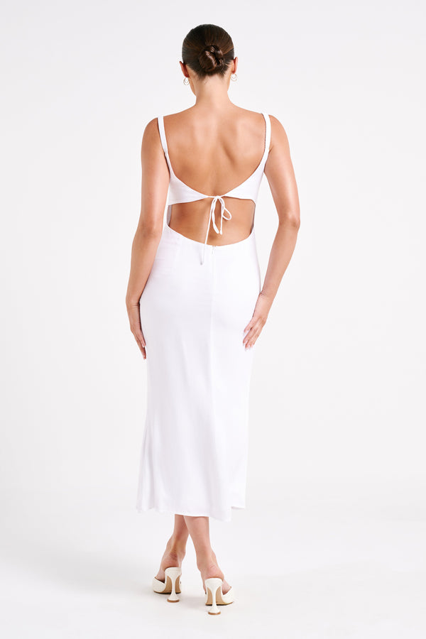 Constance Cupped Midi Dress - White