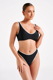 Leandra Recycled Contrast Bikini Bottom - Black