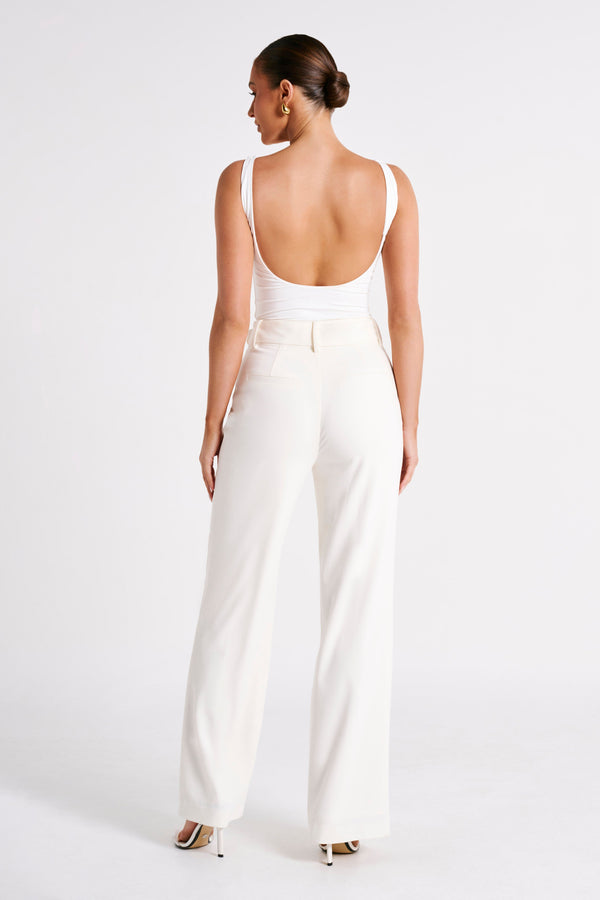 Fiona Recycled Nylon Low Back Bodysuit - White - MESHKI U.S