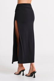 Emma Recycled Nylon Maxi Skirt - Black