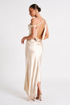 Yvette Slip Maxi Dress With Asymmetrical Hem - White