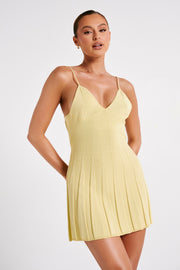Kendra Rib Knit Mini Dress - Lemon