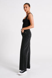 Raven Oversized Low Rise Baggy Jeans - Washed Black