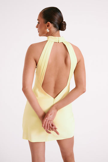 Matte A Line Mini Dress - Light Yellow