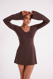 Jayda Knit Mini Dress - Dark Brown