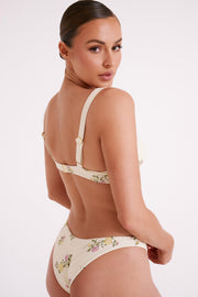 Sommer Embroidered Cheeky Bottoms - Ivory Flower Print
