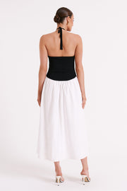 Katie Knit And Linen Midi Dress - Black/White