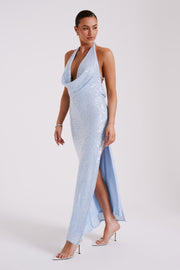 Blakely Halter Sequin Maxi Dress - Ice Blue