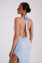Blakely Halter Sequin Maxi Dress - Ice Blue