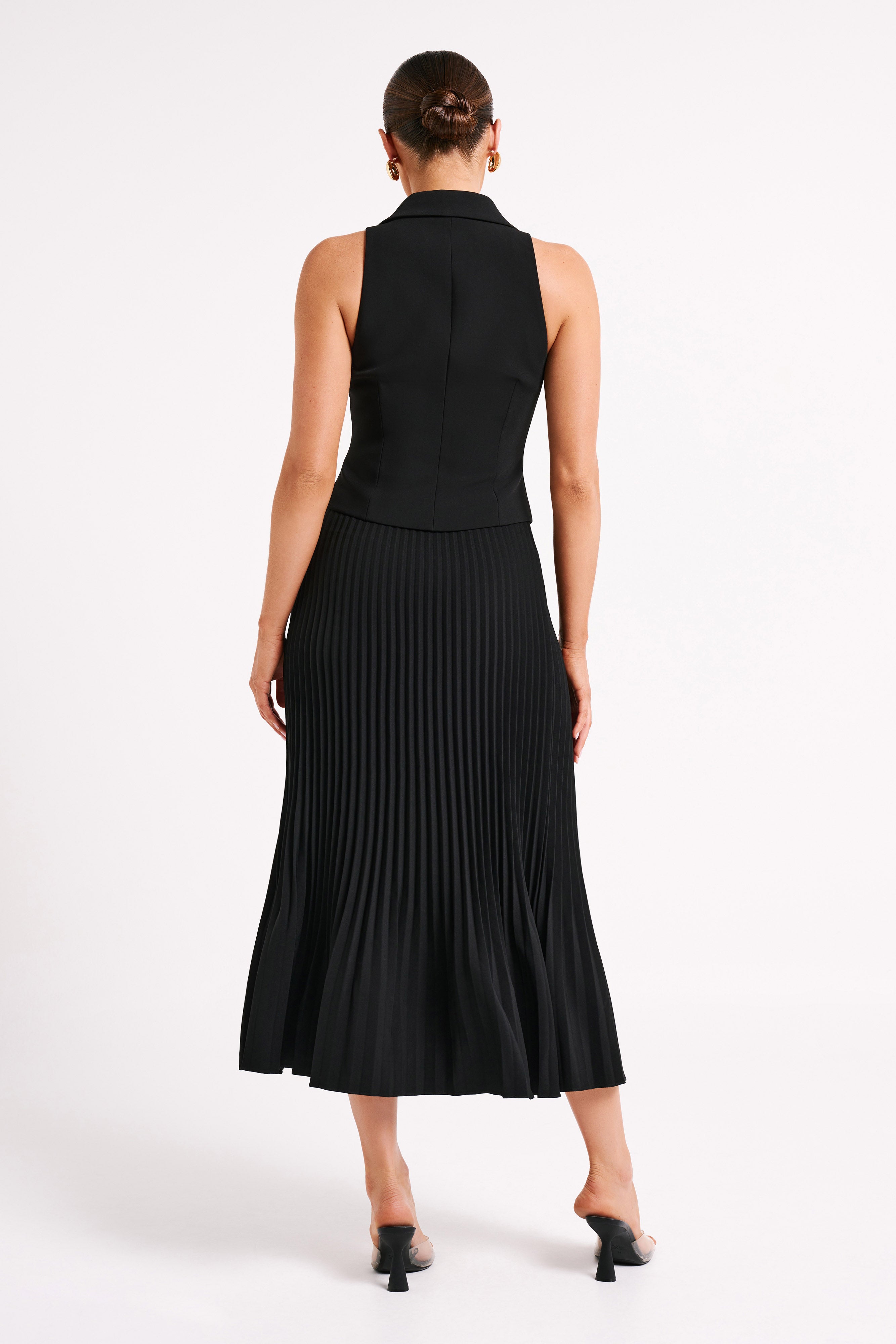 Twyla Pleated Suiting Maxi Skirt - Black | MESHKI US