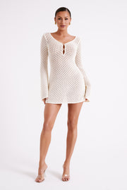Kayleigh Crochet Knit Mini Dress - White