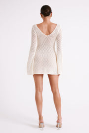 Kayleigh Crochet Knit Mini Dress - White