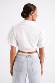 Mavis Twist Front Cotton Shirt - White