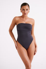 Romina Recycled Nylon Ruched Bodysuit - Charcoal