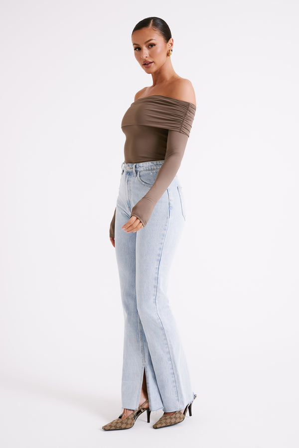 Lucinda Recycled Nylon Off Shoulder Top - Coco