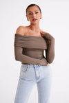 Lucinda Recycled Nylon Off Shoulder Top - White