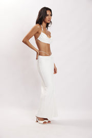 Amber Ruched Maxi Skirt - White
