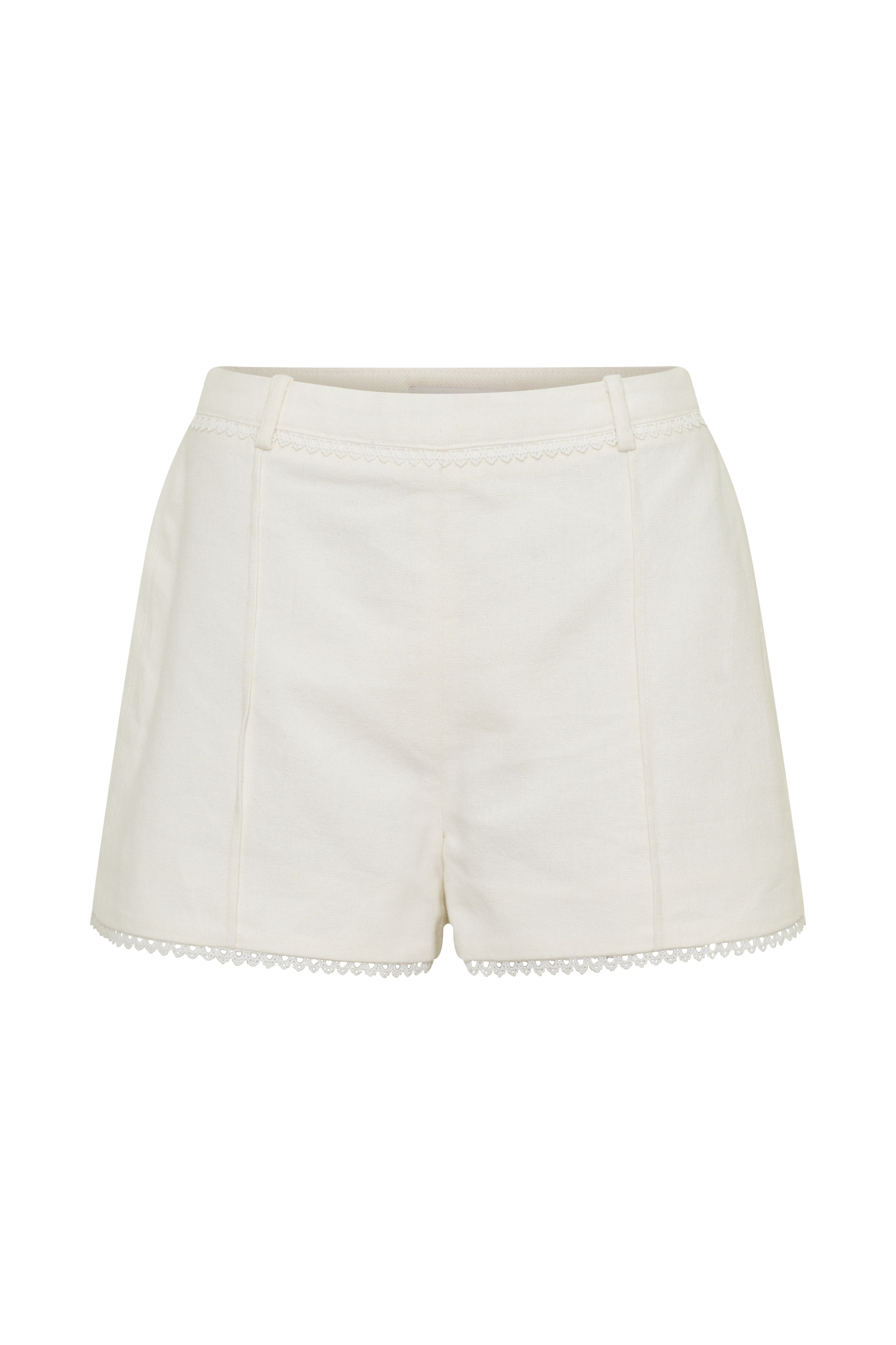 Melody Linen Short With Lace - White #9