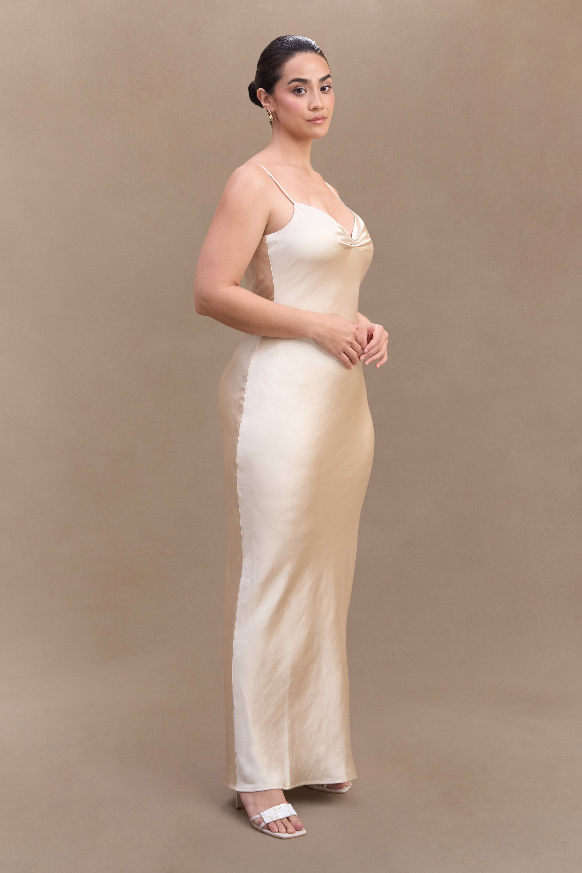 Lilly Sweetheart Satin Maxi Dress / Blush Gold | Meshki | S Lilly Sweetheart Satin Maxi Dress / Blush Gold | Meshki | S