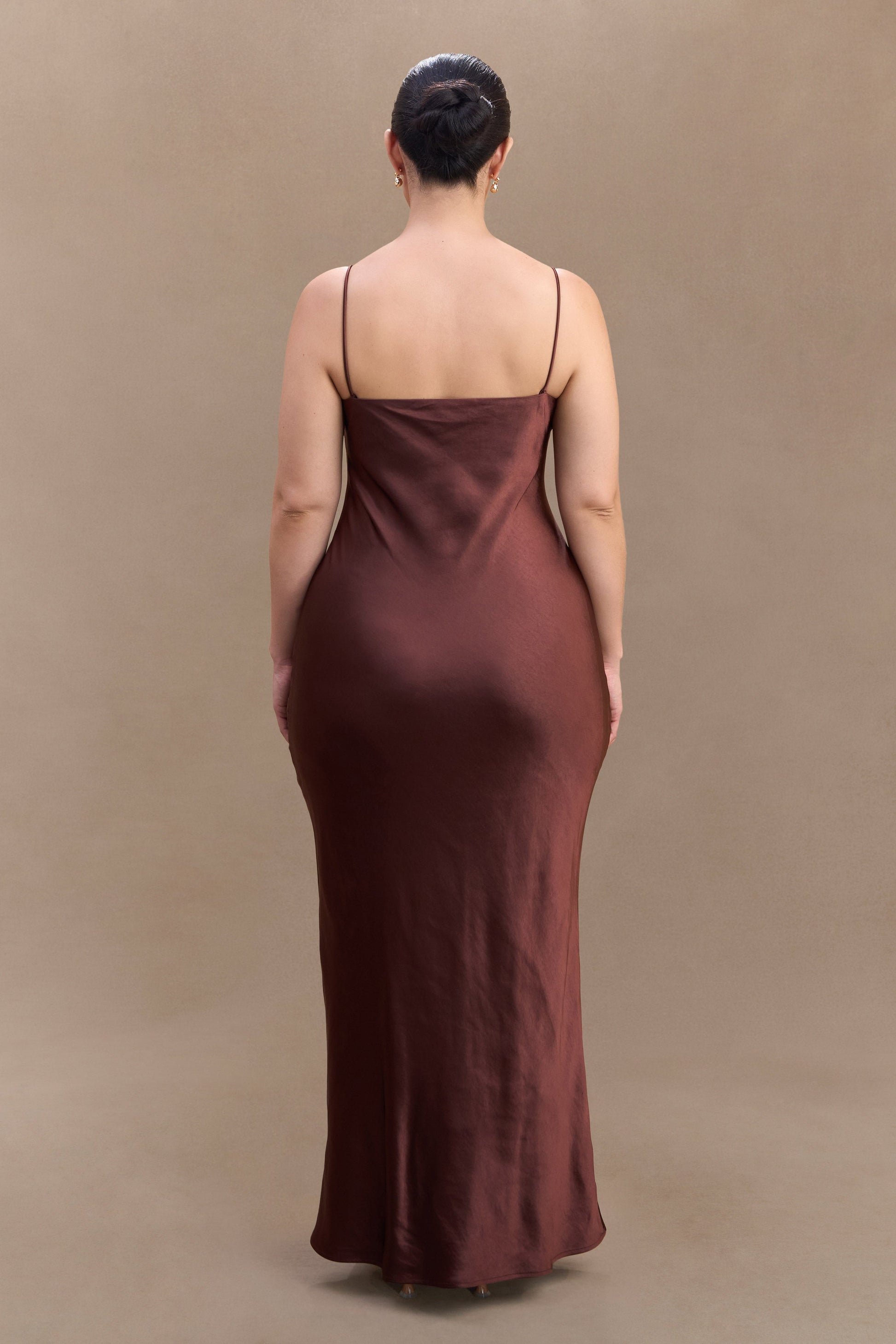 Lilly Sweetheart Satin Maxi Dress - Dark Chocolate | MESHKI US Lilly Sweetheart Satin Maxi Dress - Dark Chocolate | MESHKI US