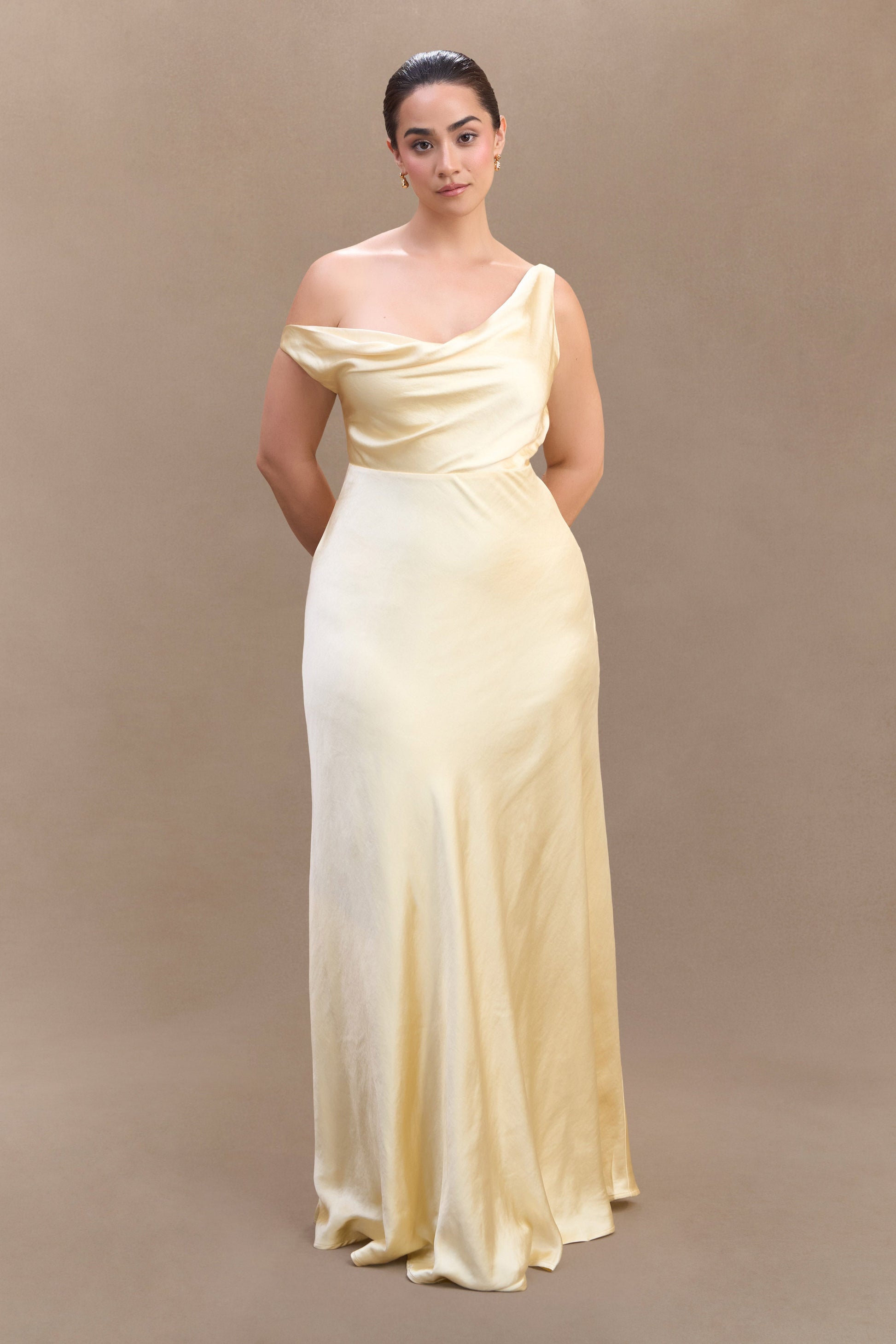 Jacinta One Shoulder Maxi Dress / Pastel Lemon | MESHKI