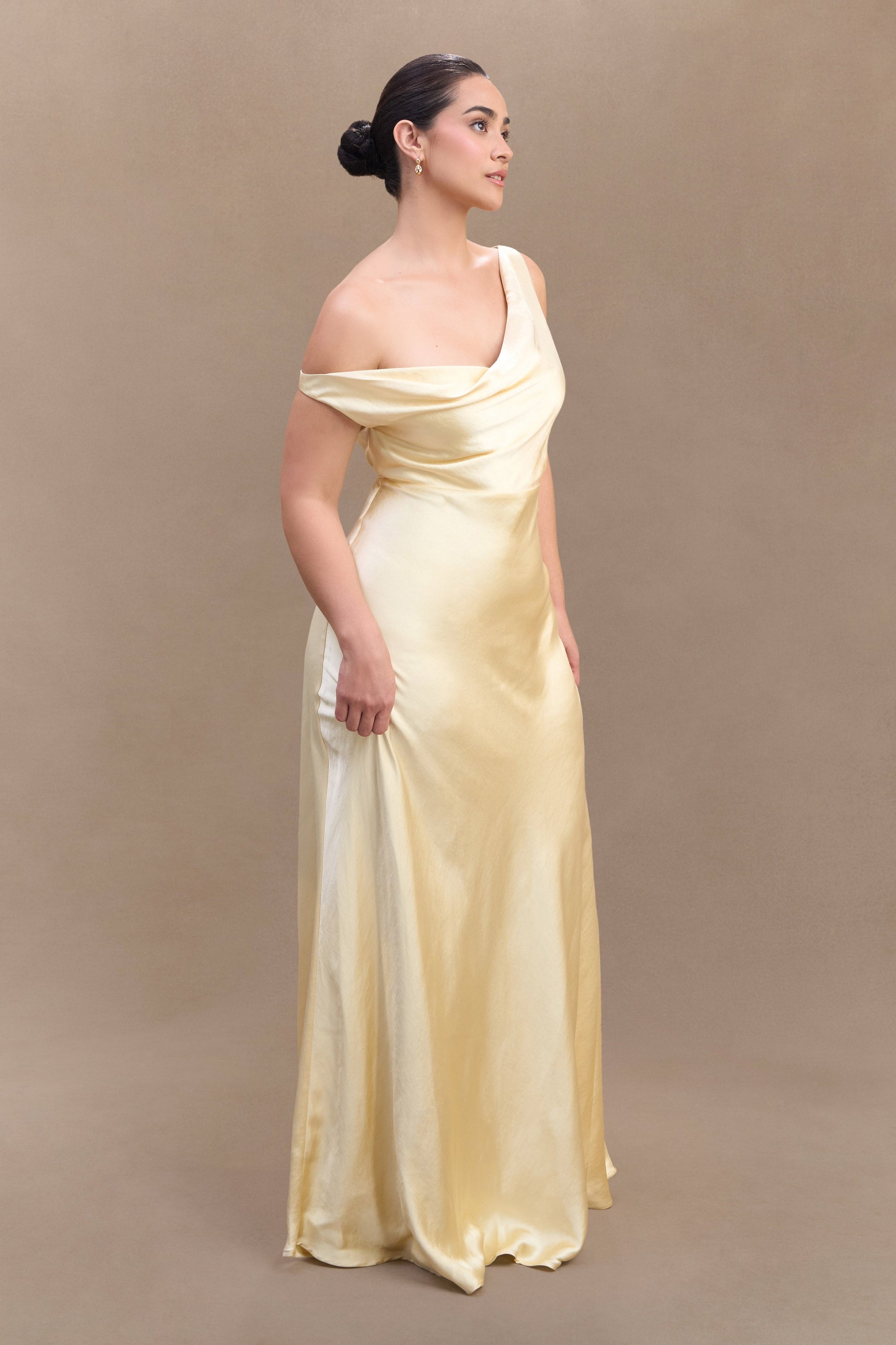 Jacinta One Shoulder Maxi Dress - Pastel Lemon Jacinta One Shoulder Maxi Dress - Pastel Lemon